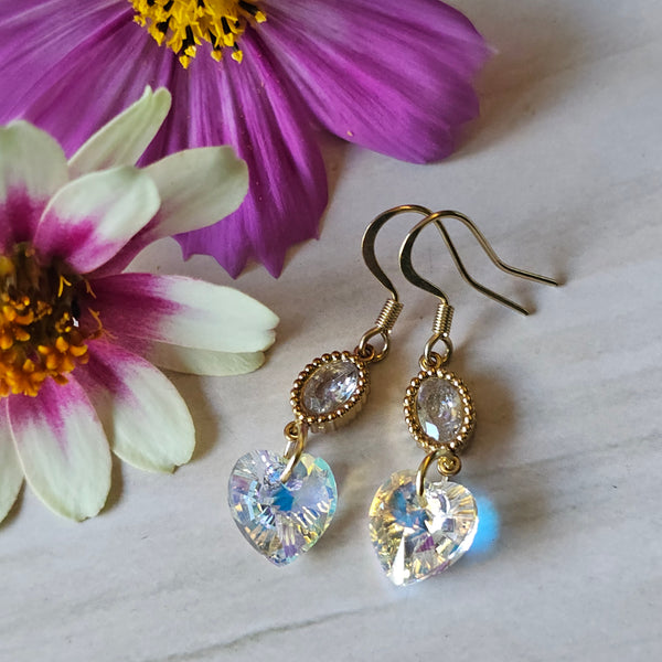 Swarovski Crystal Heart Dangles (Gold colour)