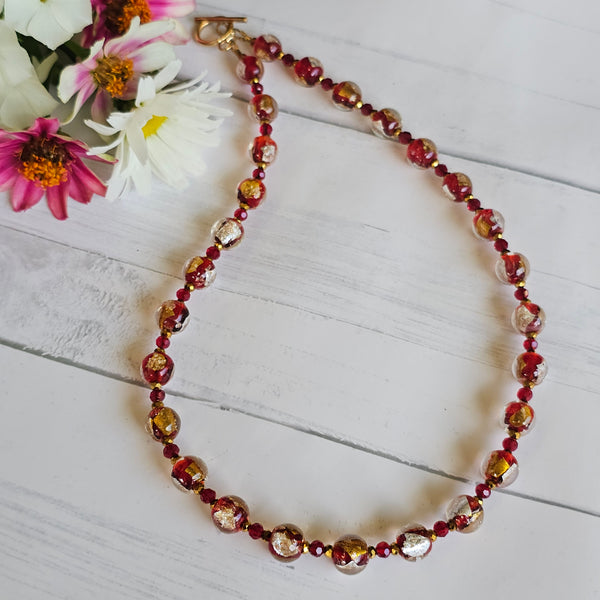 Red, Gold and Silver Necklace