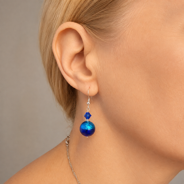 Silver Foil Bicolour Murano Glass Earrings