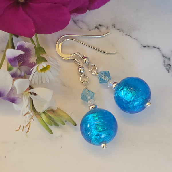 Silver Foil Murano Glass Earrings