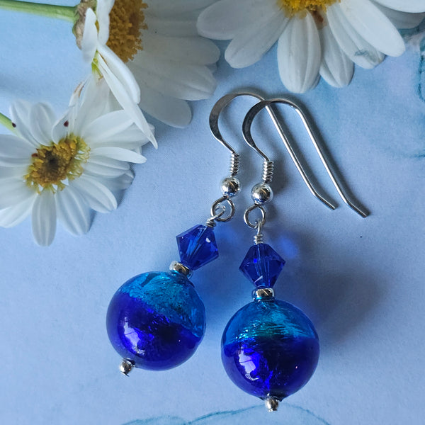 Silver Foil Bicolour Murano Glass Earrings
