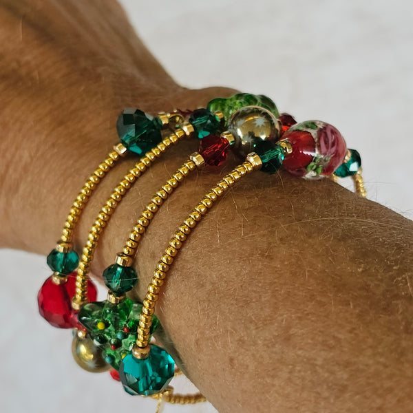 Christmas Wraparound Bracelet in Gold