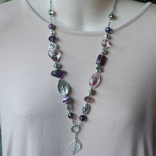 Long Purple/Amethyst Beaded Necklace