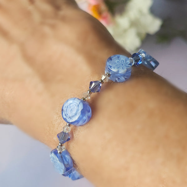 Blue Millefiori Coin Bracelet