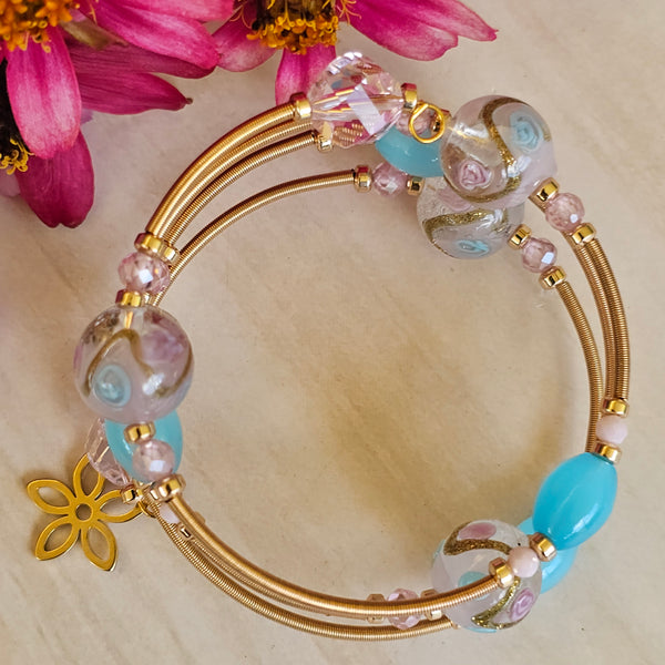 Wraparound Lampwork Bracelets - Gold