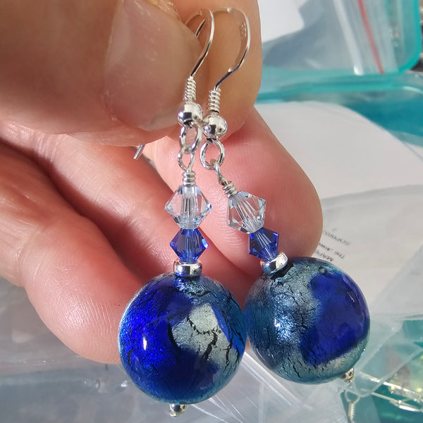 Machiavelli Silver Foil Murano Glass Earrings
