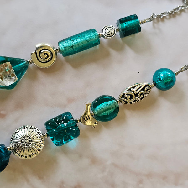 Long Teal Green Necklace