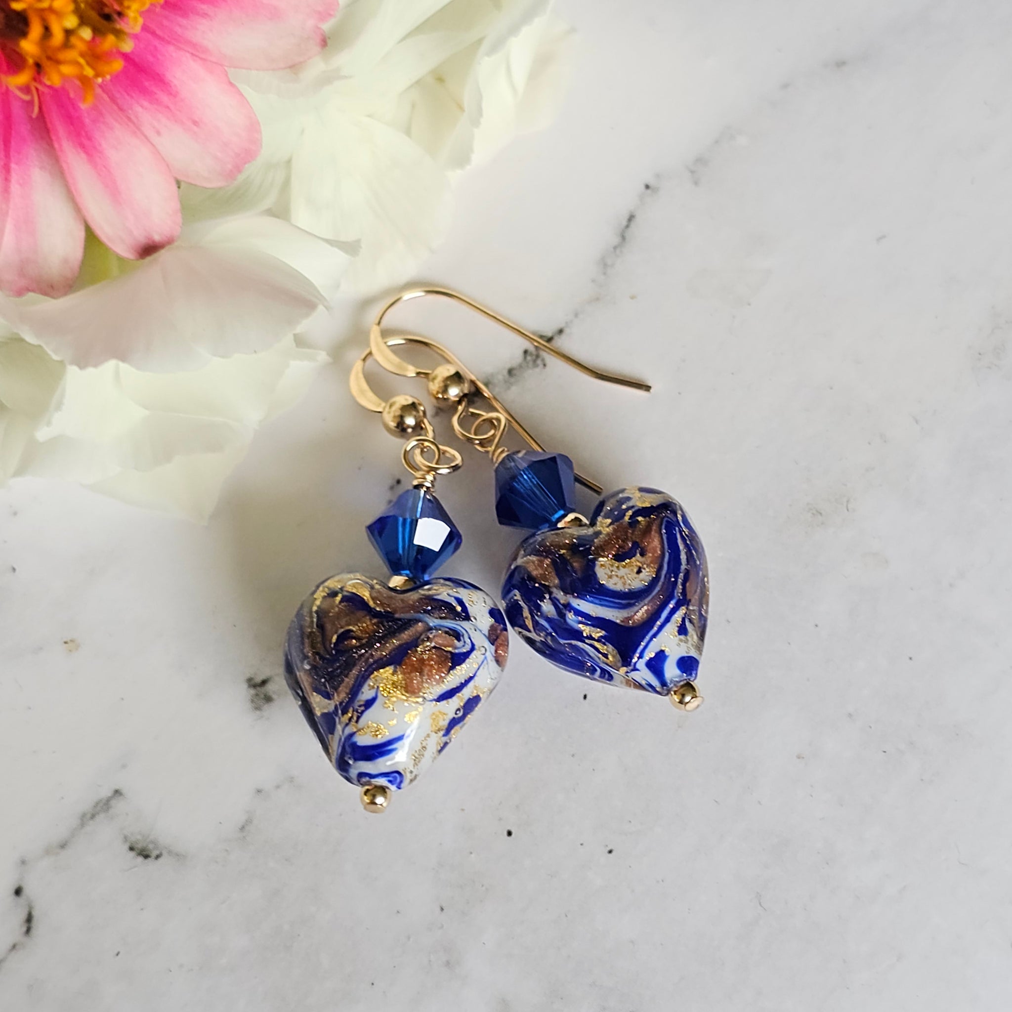 Blue Murano Glass Hearts