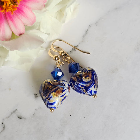 Blue Murano Glass Hearts