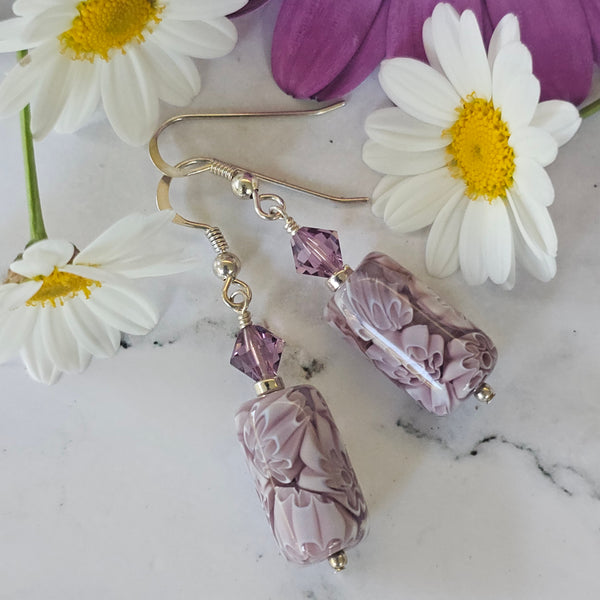 Millefiore Tube Earrings