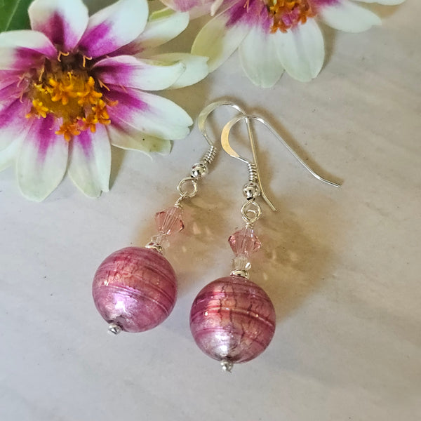 Silver Foil Murano Glass Earrings