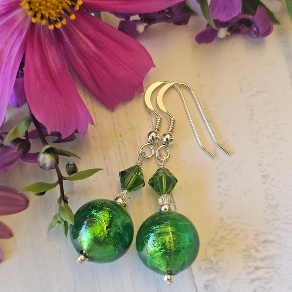 Silver Foil Murano Glass Earrings
