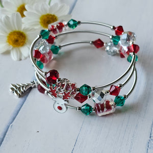 Christmas Lampwork Wraparound Bracelet