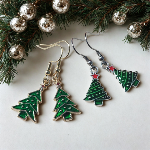 Enamel Christmas Tree Earrings