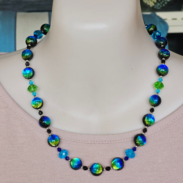 Blue and Green Glass Necklace