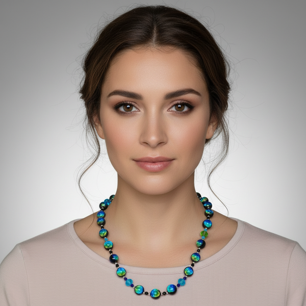 Blue and Green Glass Necklace