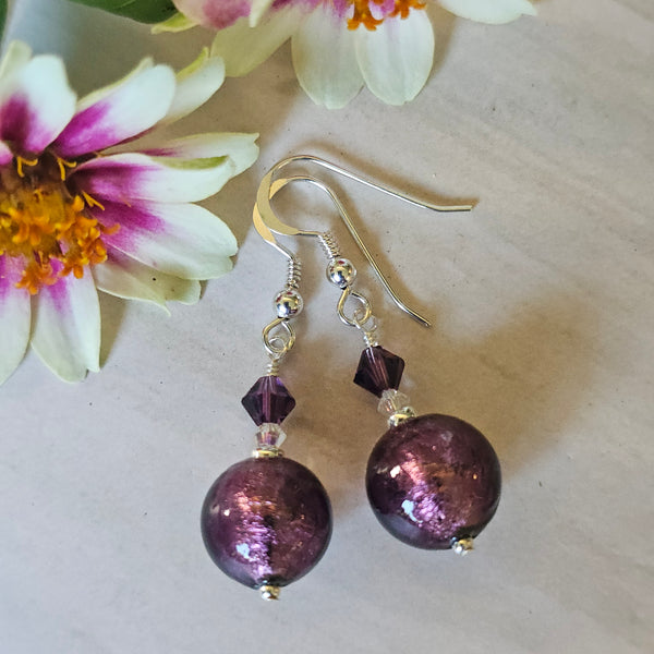 Silver Foil Murano Glass Earrings