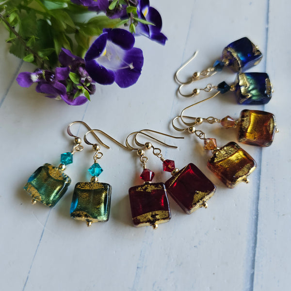 Exposed Gold Square Earrings