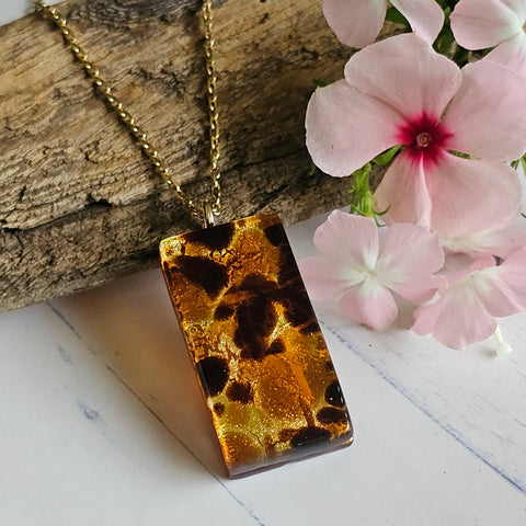 Topaz and Chocolate  Murano Glass Pendant