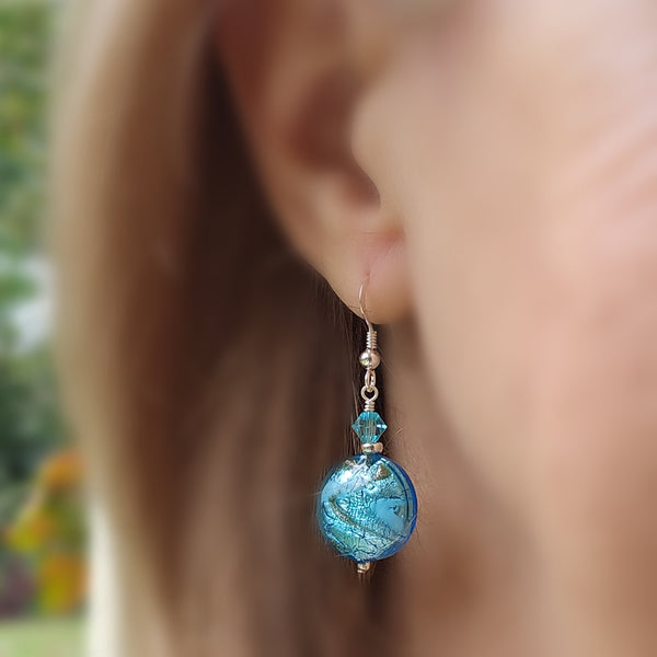 Silver Foil Murano Glass Disc