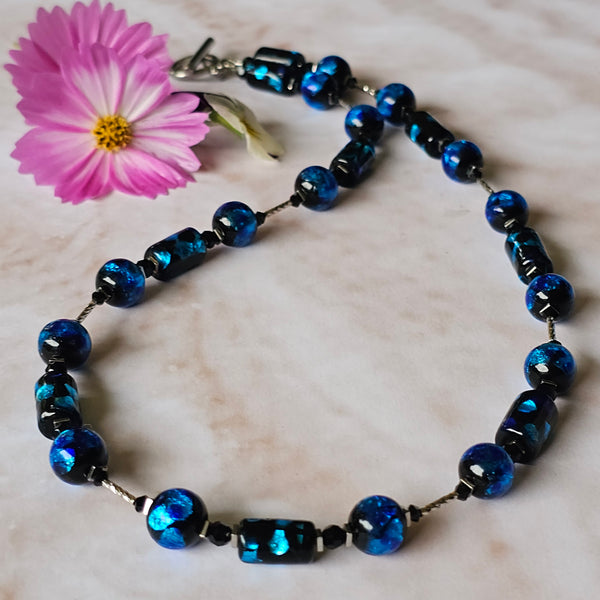 Two-Tone Blue Glass Necklace