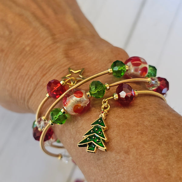 Christmas Lampwork Wraparound Bracelet