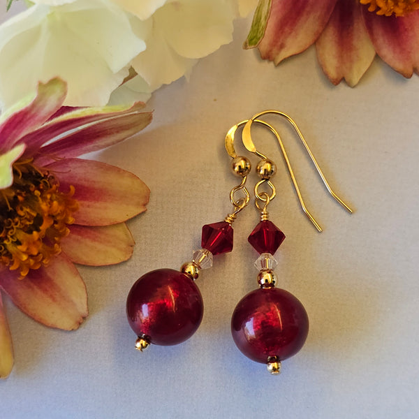 Red Gold Foil Earrings