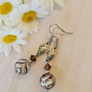 Murano Glass Silver Dangle Earrings