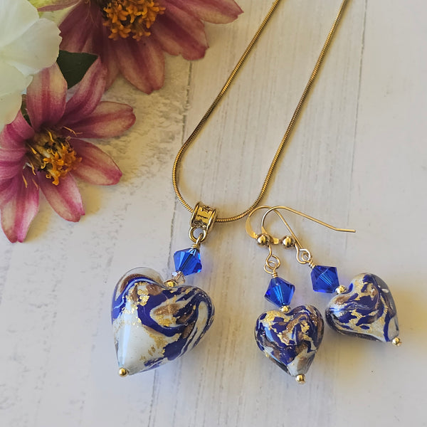 Blue Murano Glass Hearts