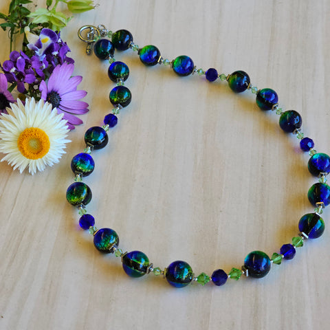 Blue and Green Luminescent Necklace