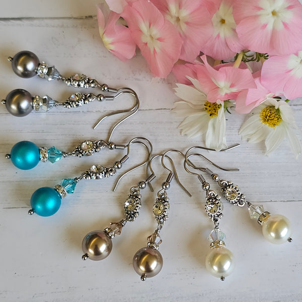 Swarovski Crystal Pearl Earrings Long