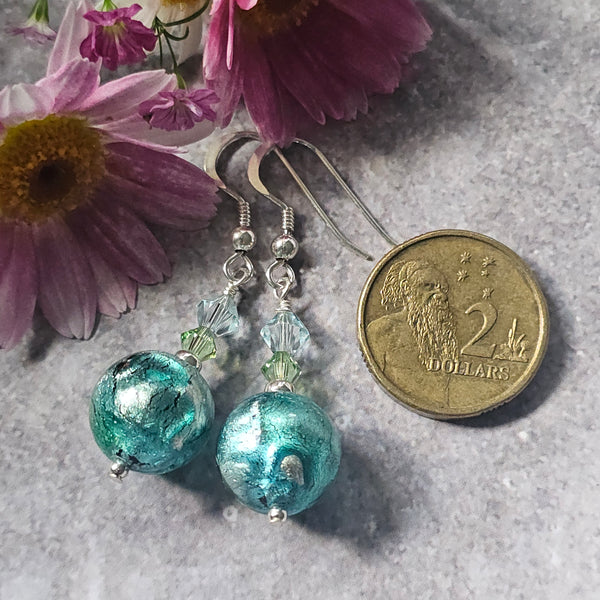 Machiavelli Murano Glass Earrings Teal