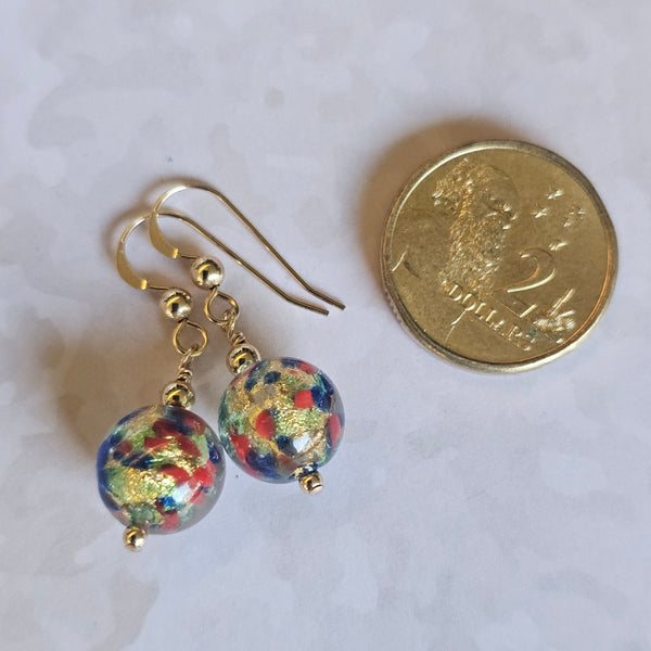 Round Cluseau Murano Glass Earrings - 10mm