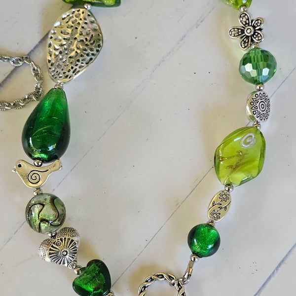 Shades of Green Long Necklace