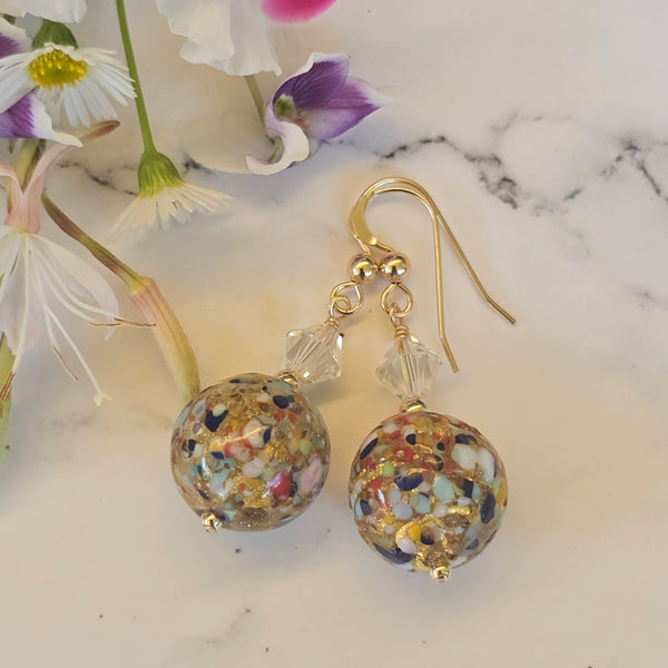 Cluseau Murano Glass Round Earrings - 14mm