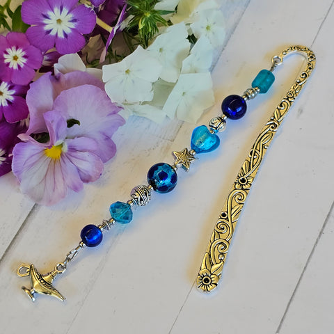 Bookmark Two-Tone Blue with Genie Lamp