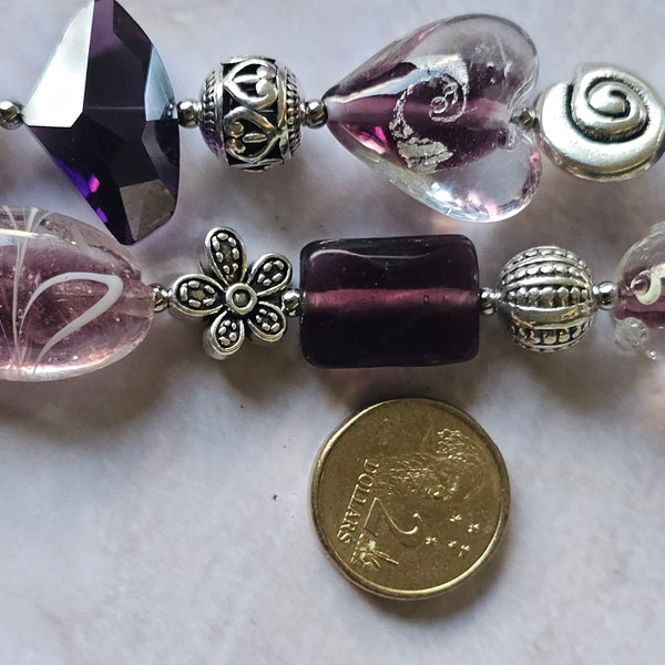 Long Purple/Amethyst Beaded Necklace