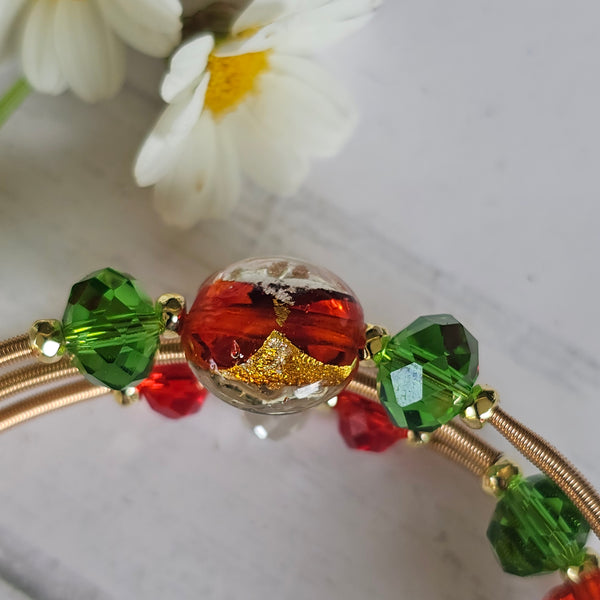 Christmas Lampwork Wraparound Bracelet