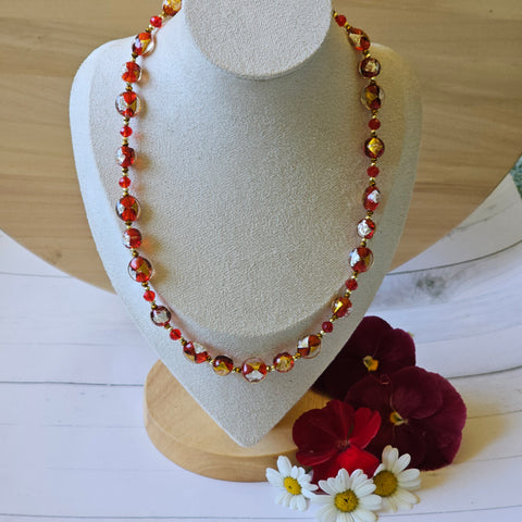 Red, Gold and Silver Necklace