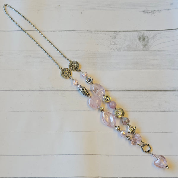 Long Pink Beaded Necklace