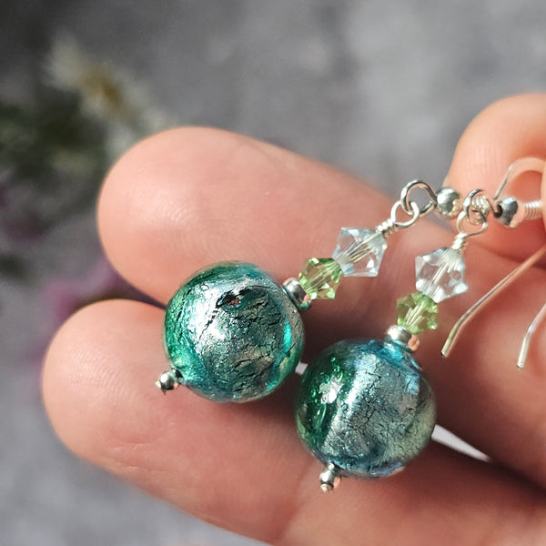 Machiavelli Murano Glass Earrings Teal