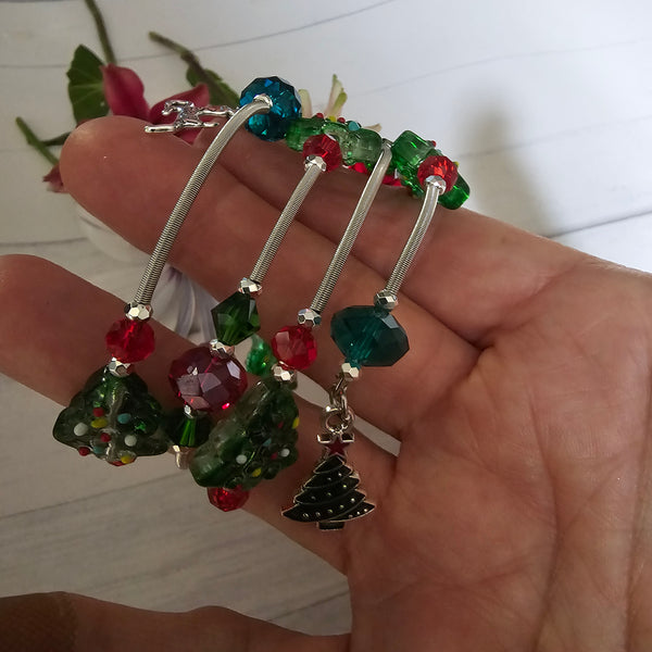 Christmas Lampwork Wraparound Bracelet