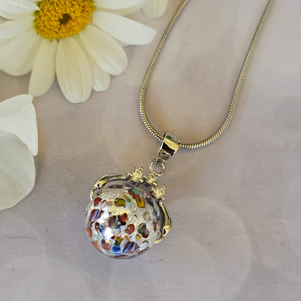 Murano Glass Multicoloured Silver Foil Pendant