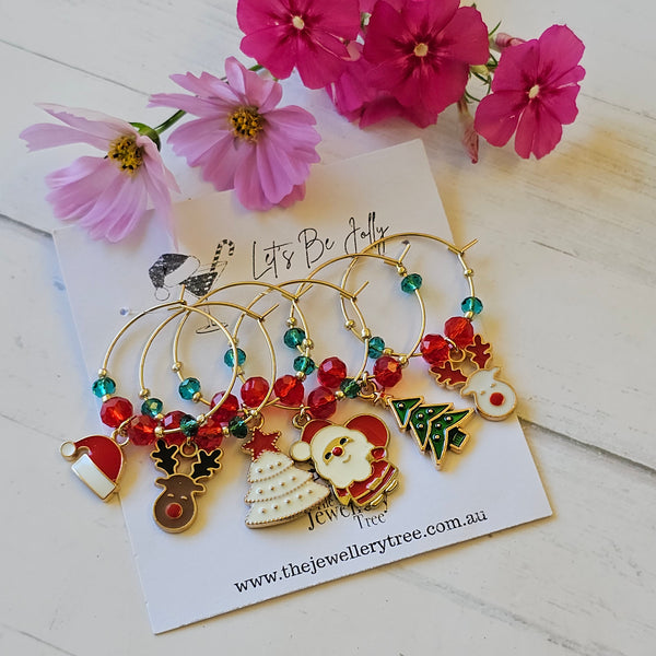 Christmas Wine Glass Charms Set of 6