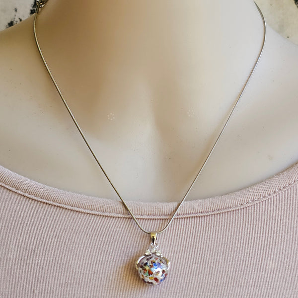 Murano Glass Multicoloured Silver Foil Pendant