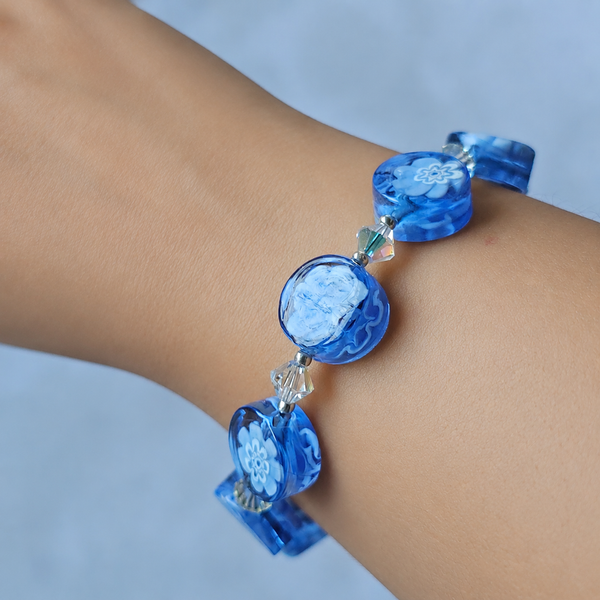 Blue Millefiori Coin Bracelet