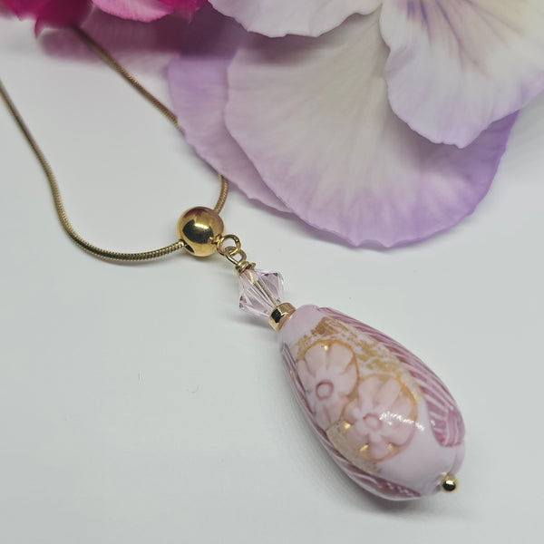 Pink Teardrop Murano Glass Pendant
