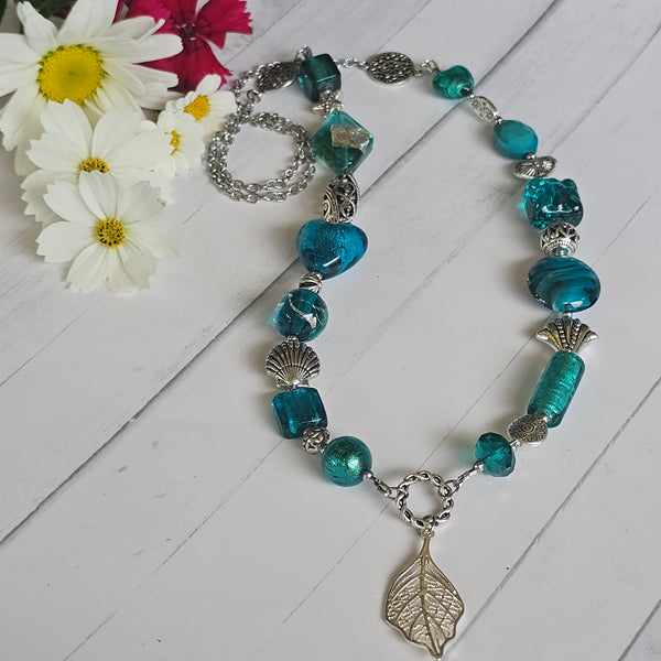Long Teal Green Necklace