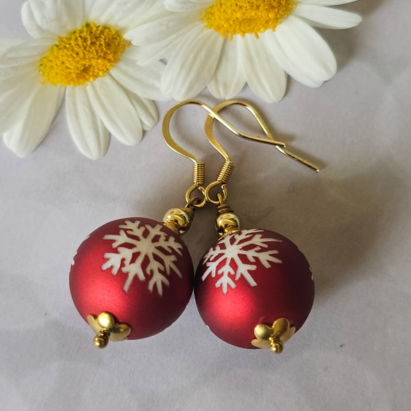 Snowflake Bauble Earrings - shorter length