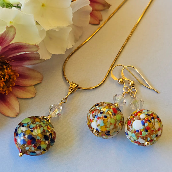 Cluseau Murano Glass Round Earrings